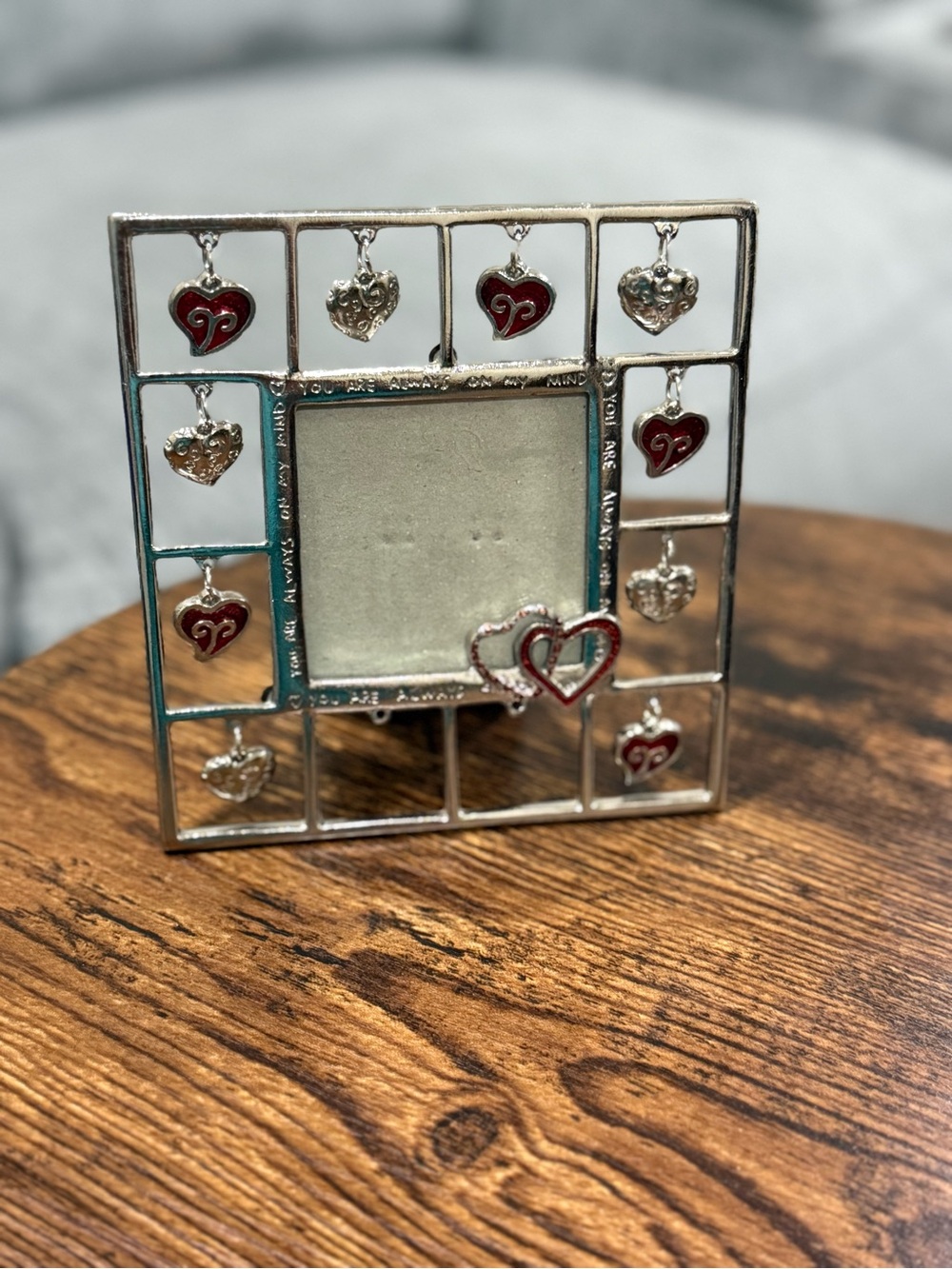 Decorative Silver and Red Heart Photo Frame - Home Accents